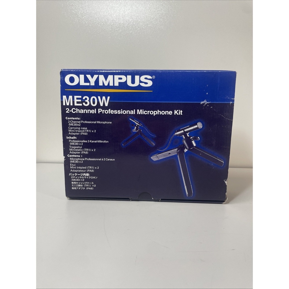 Microphone Set Olympus ME30W 2-Channel Professional Mic Kit Tripod - Sealed